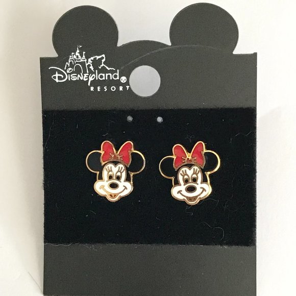 Vintage Disney Minnie Mouse Earrings Post Stud Pierced Disneyana Signed Charms - Picture 5 of 10